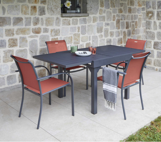 HONFLEUR BEZIERS - Ensemble table et chaises de jardin - 6 places - Terracotta