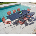 HONFLEUR XL BEZIERS - Ensemble table et chaises de jardin - 8 places - Terracotta