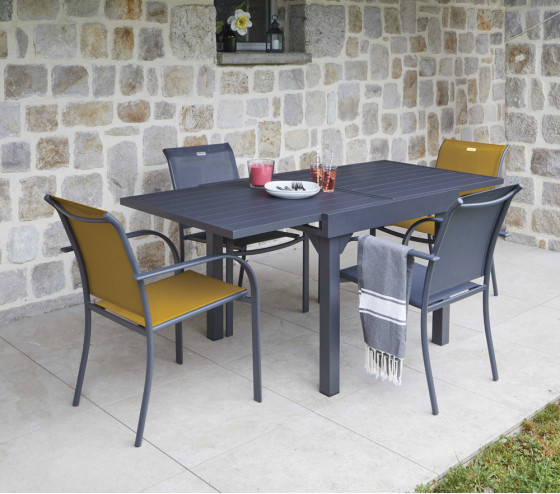 Table de jardin extensible Honfleur en aluminium (90<180 x 90 x 75