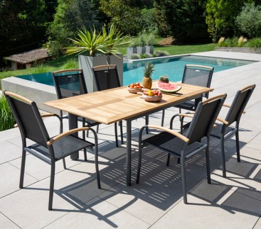 CABOURG - Ensemble table et chaises de jardin - 6 places