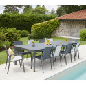 SEYCHELLES L MINEA - Ensemble table et chaises de jardin - 10 places -  GrisAnthracite et Perle