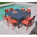 MIMAOS - Ensemble table et chaises de jardin - 8 places - Terracota
