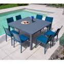 MIMAOS - Ensemble table et chaises de jardin - 8 places - Bleu saphir